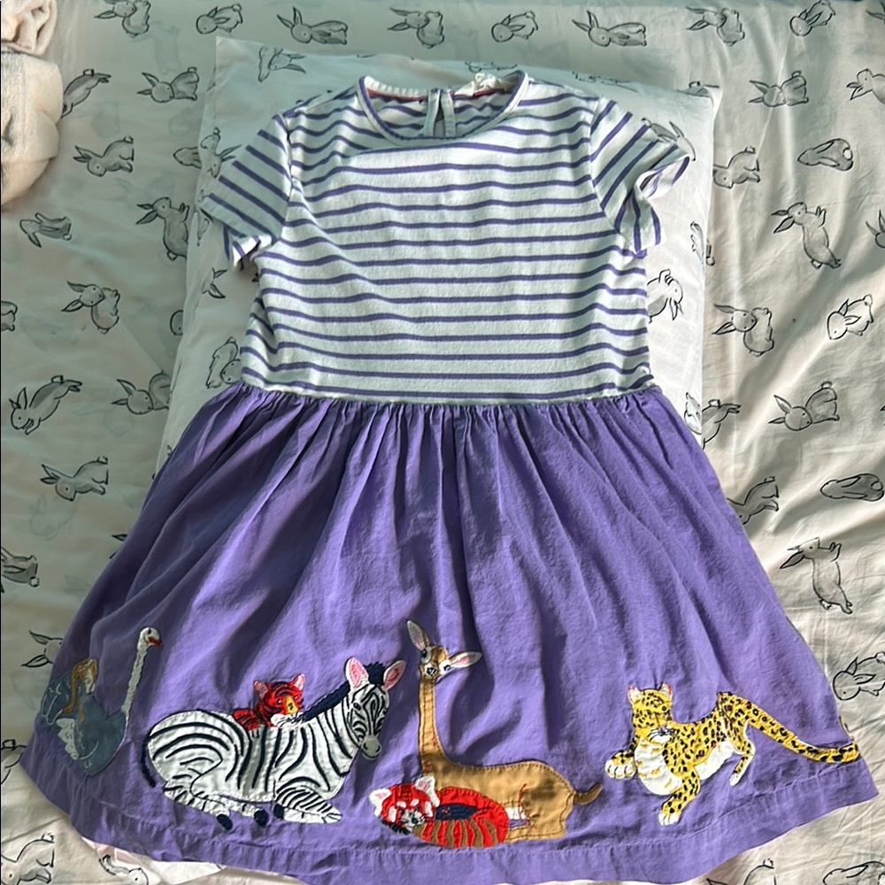 Mini Boden Lavender and White Striped Dress